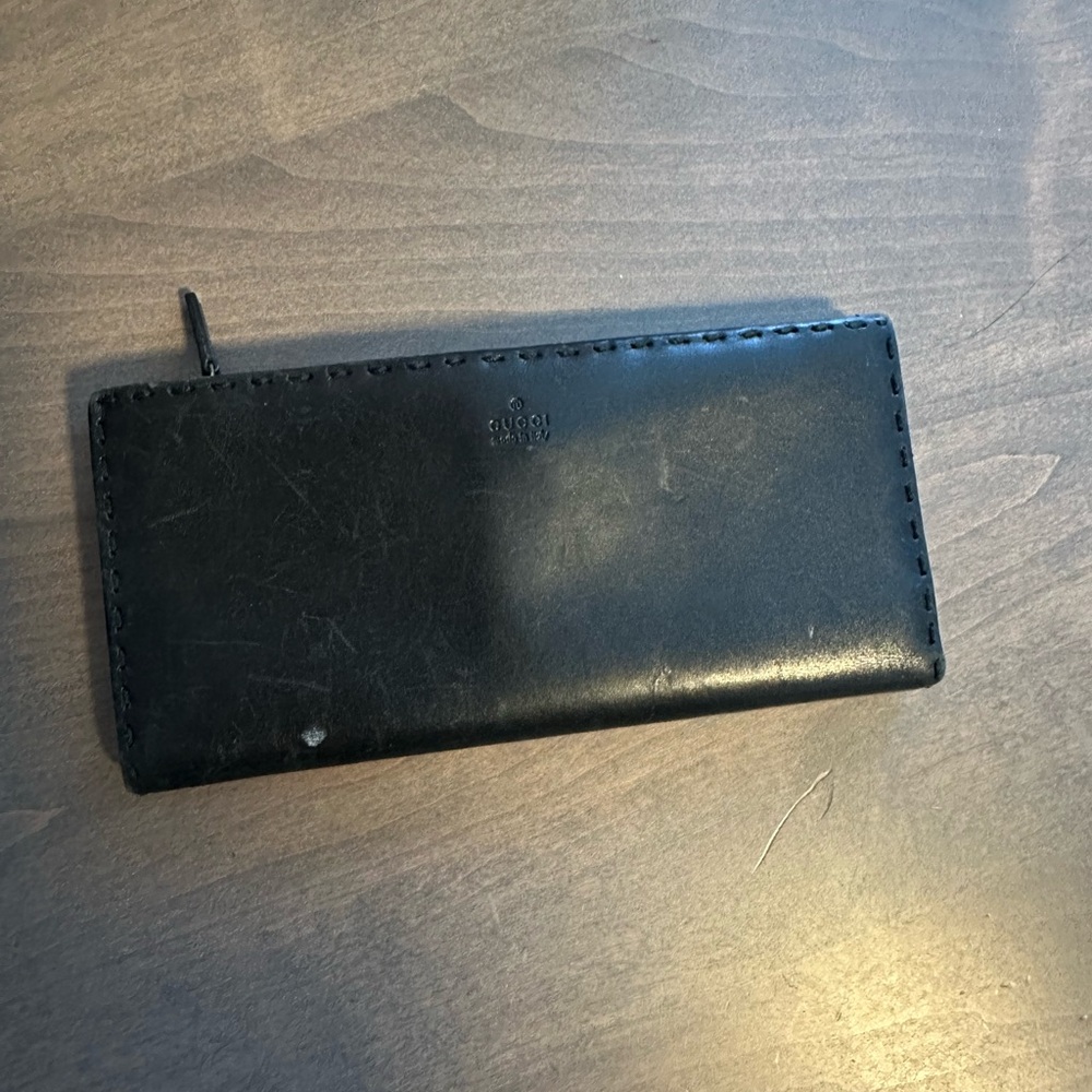 Gucci Black Leather Zip Key & Card Holder